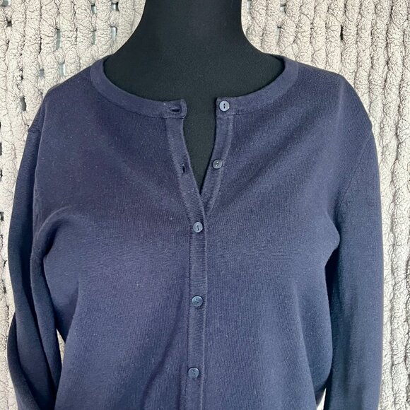 2 H&M Fine Knit Crewneck Cardigans Navy Blue & Medium Blue SIze M - Picture 11 of 16